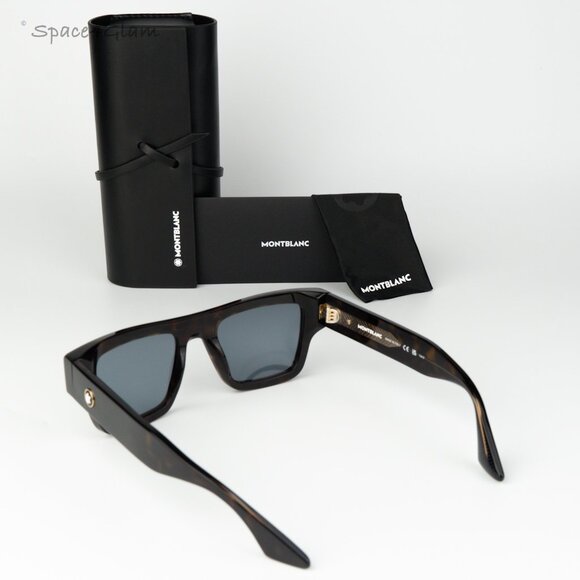 Montblanc Women Sunglasses Havana Blue Square MB0253S 002 BRAND NEW main image 4